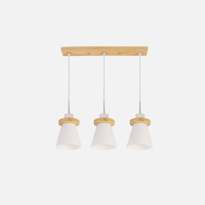 En bois conical pendentif plafonnier léger nordique blanc nordique kit de lumière suspendue pour salle à manger