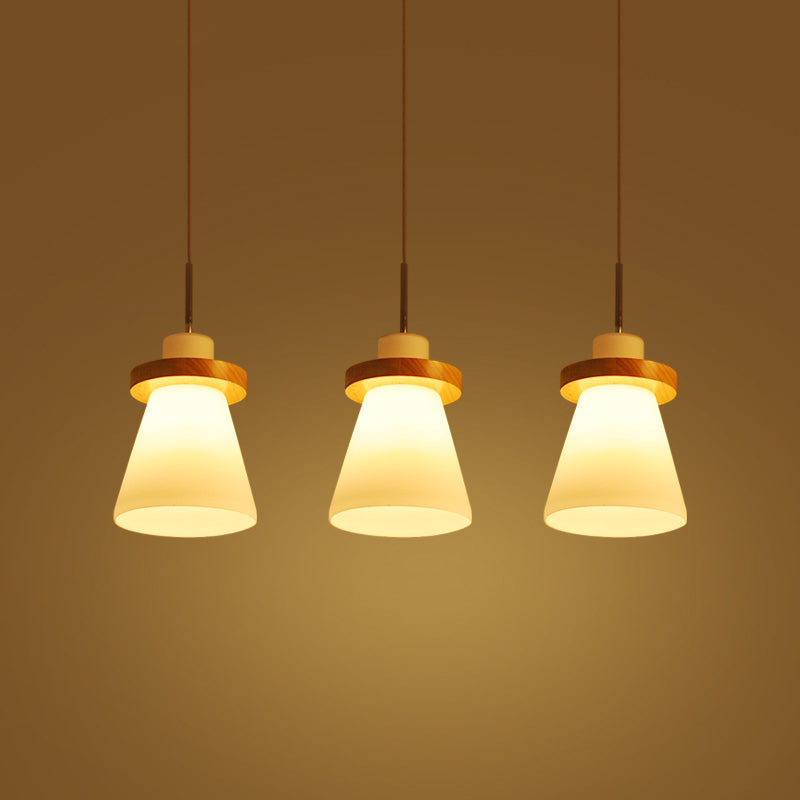 En bois conical pendentif plafonnier léger nordique blanc nordique kit de lumière suspendue pour salle à manger
