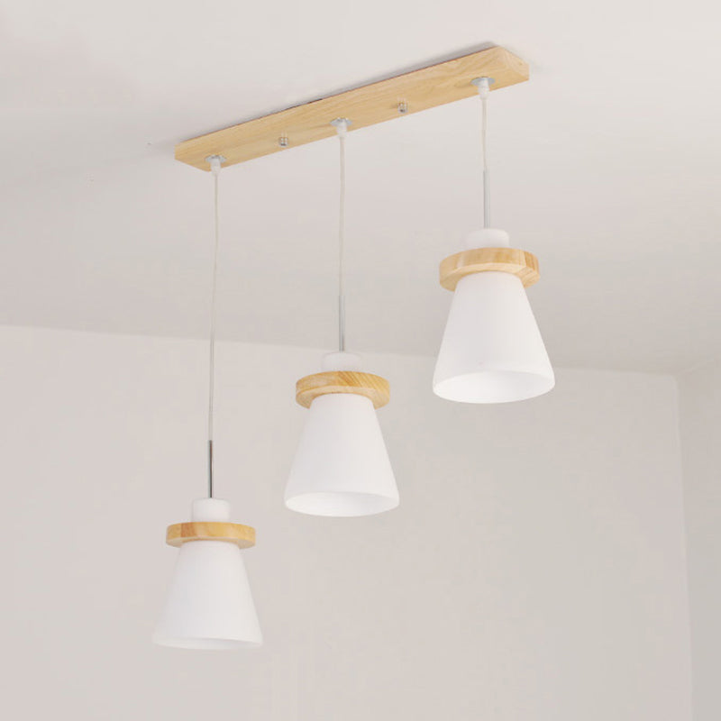 En bois conical pendentif plafonnier léger nordique blanc nordique kit de lumière suspendue pour salle à manger
