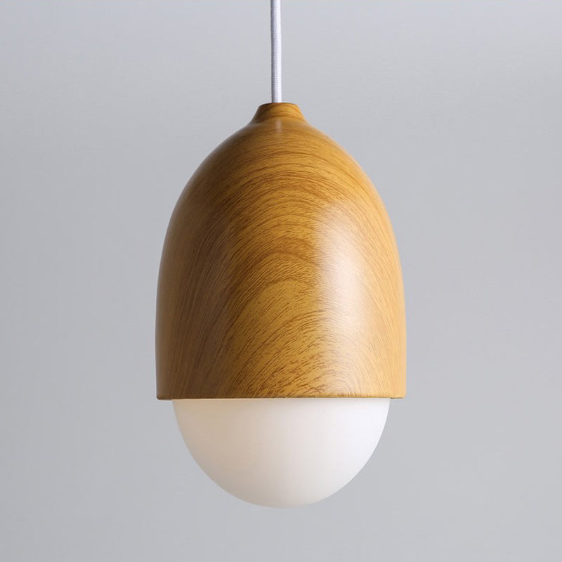 Wood Spherical Pendant Ceiling Light Simplicity Style Hanging Pendant Light in White
