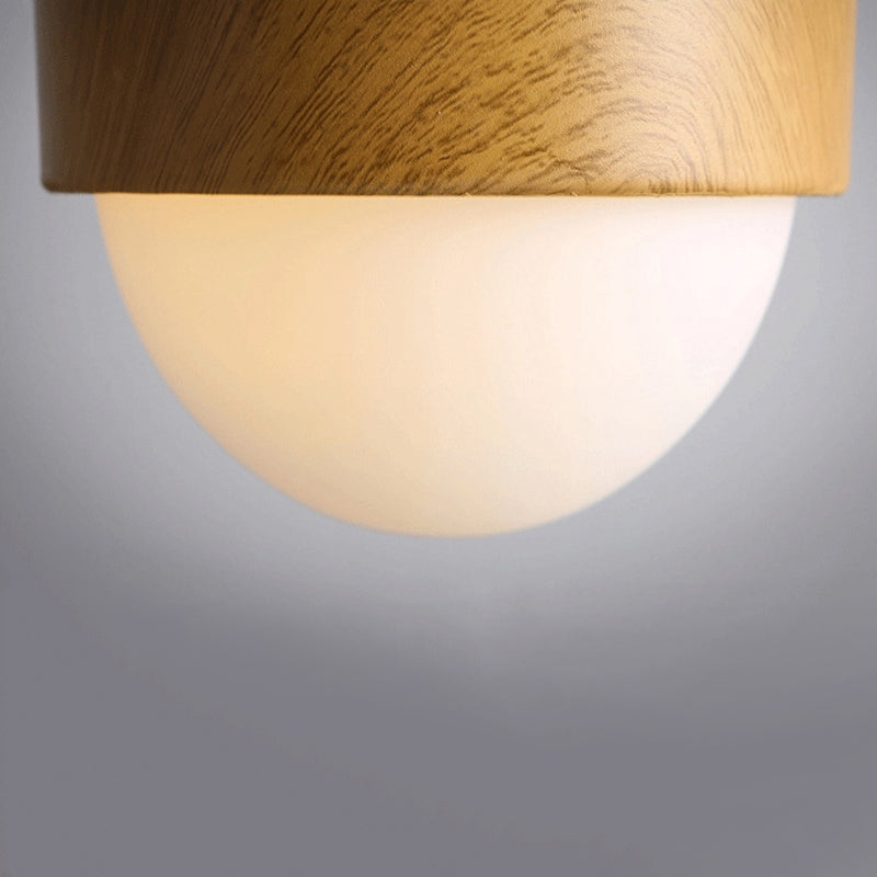 Wood Spherical Pendant Ceiling Light Simplicity Style Hanging Pendant Light in White