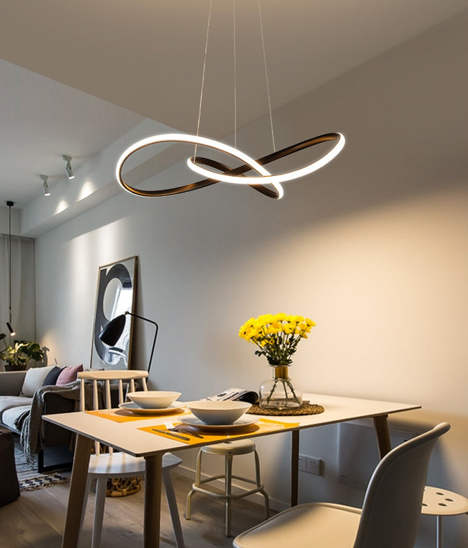 24.5" Wide Modern Chandelier Twisted LED Ceiling Lamp for Living Room Bedroom