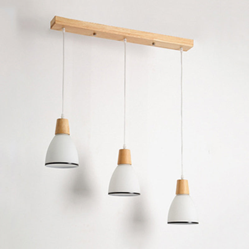 White Shaded Pendant Lighting Fixture Nordic Wooden Ceiling Pendant Light for Bedroom