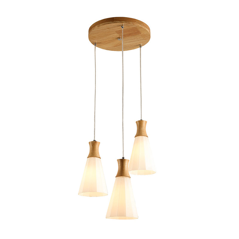 White Shaded Pendant Lighting Fixture Nordic Wooden Ceiling Pendant Light for Bedroom