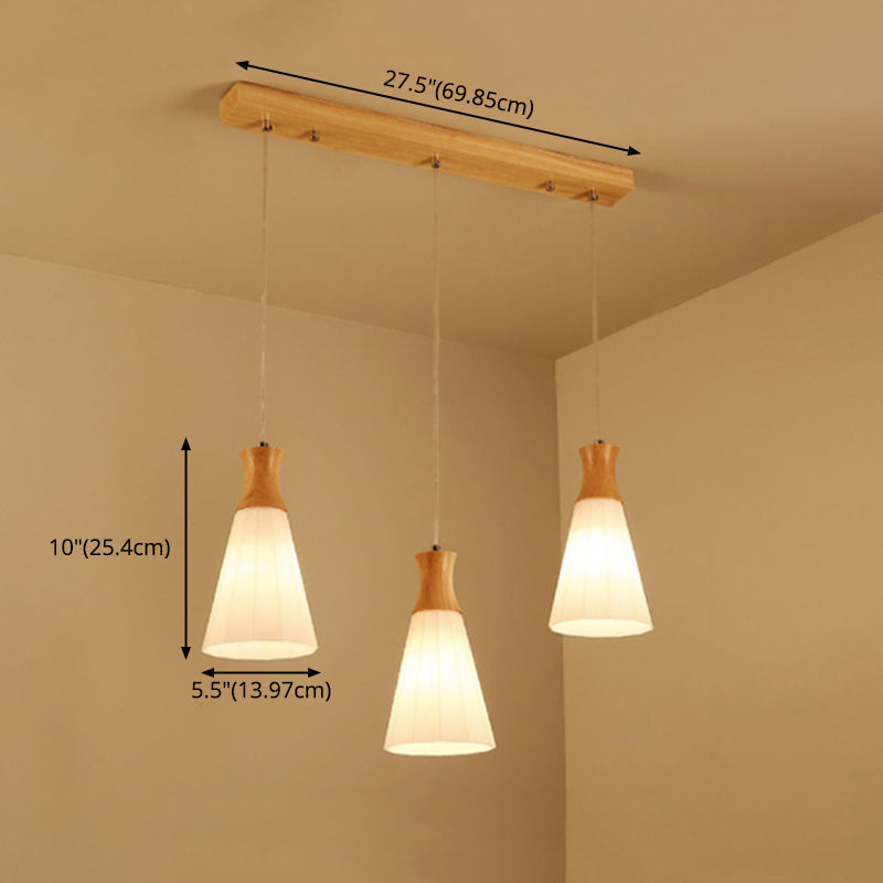 White Shaded Pendant Lighting Fixture Nordic Wooden Ceiling Pendant Light for Bedroom