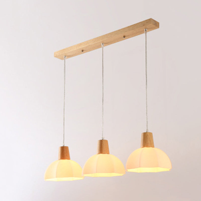 White Shaded Pendant Lighting Fixture Nordic Wooden Ceiling Pendant Light for Bedroom