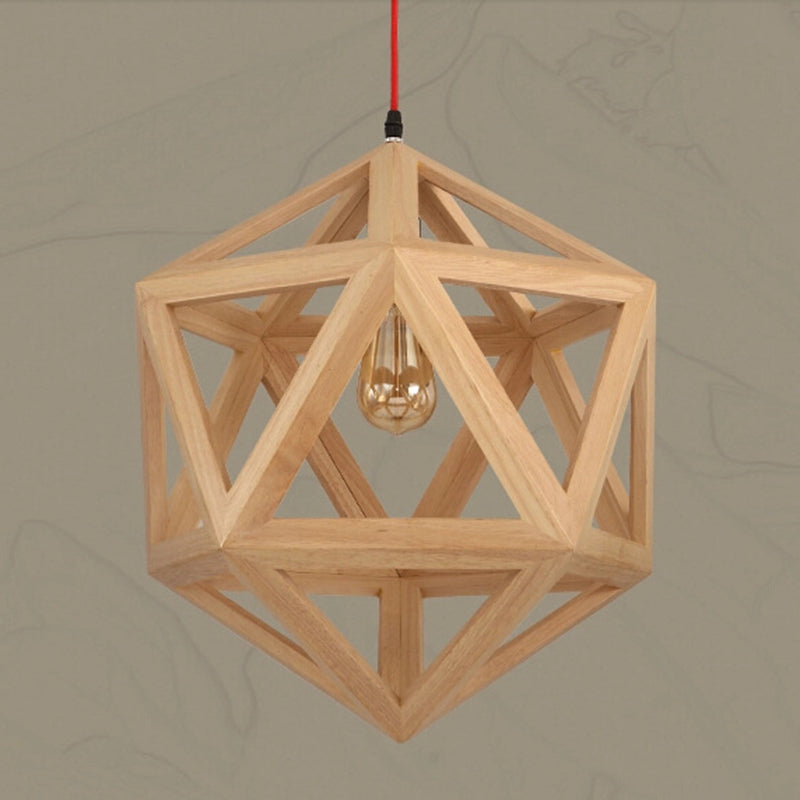 Cage en bois pendant éclairage