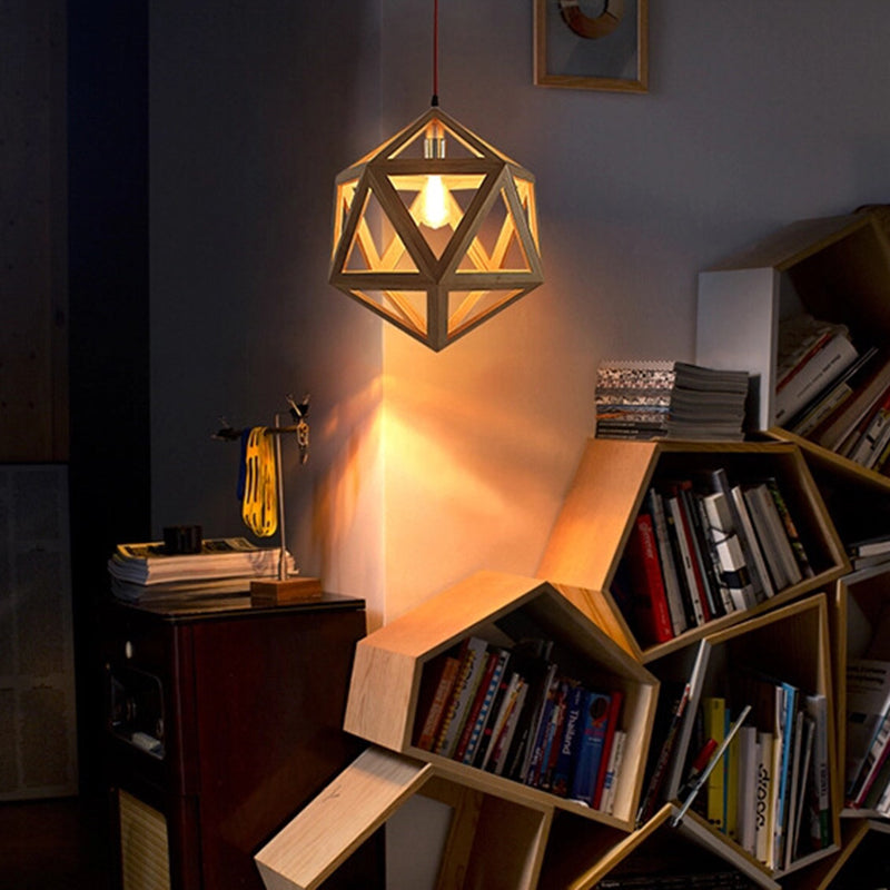 Cage en bois pendant éclairage