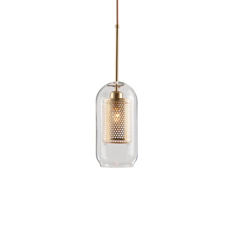 Moderner Stil Anhänger Beleuchtung Einfach 1 Kopf transparentes Glashänge Deckenleuchte für Cafe Shop