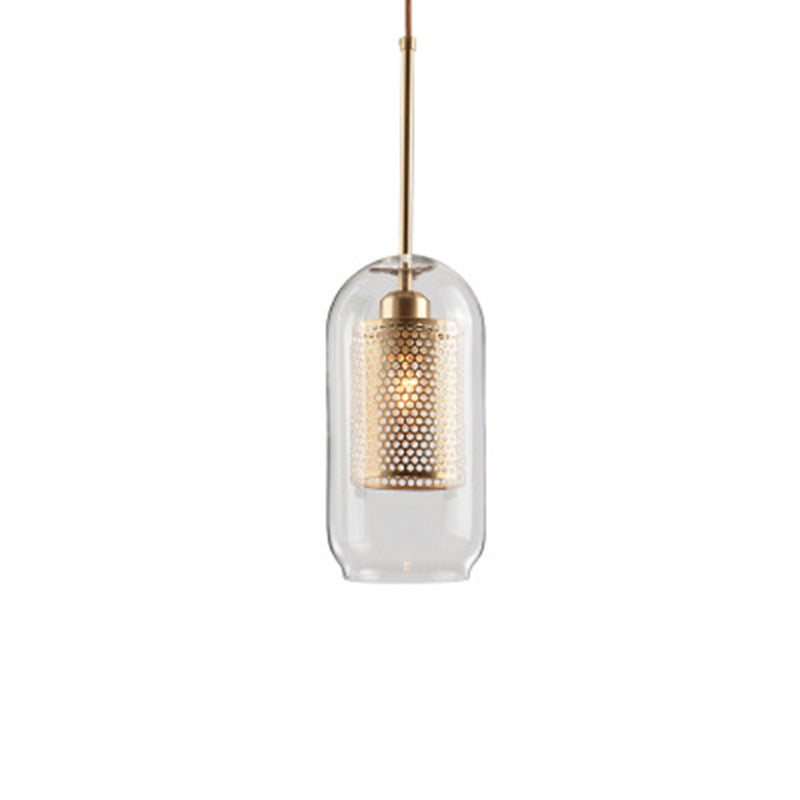 Illuminazione a sospensione in stile moderno semplice 1 testa trasparente vetro appeso a soffitto per bar