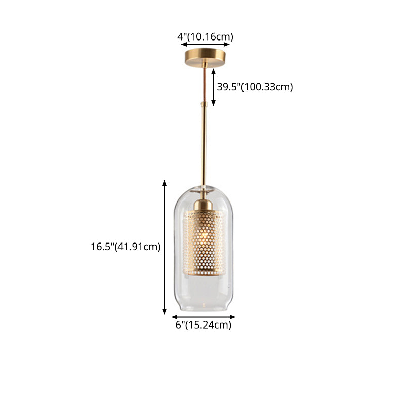 Illuminazione a sospensione in stile moderno semplice 1 testa trasparente vetro appeso a soffitto per bar