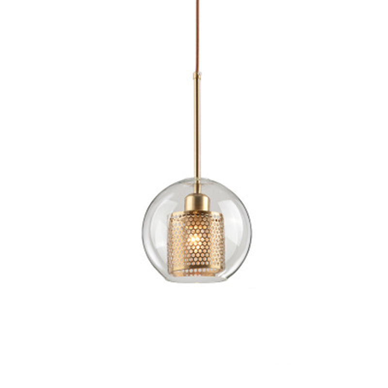 Illuminazione a sospensione in stile moderno semplice 1 testa trasparente vetro appeso a soffitto per bar