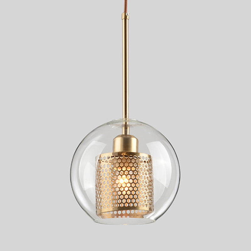 Illuminazione a sospensione in stile moderno semplice 1 testa trasparente vetro appeso a soffitto per bar