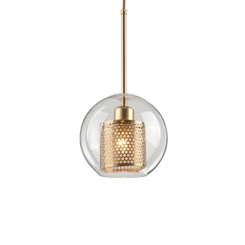 Illuminazione a sospensione in stile moderno semplice 1 testa trasparente vetro appeso a soffitto per bar