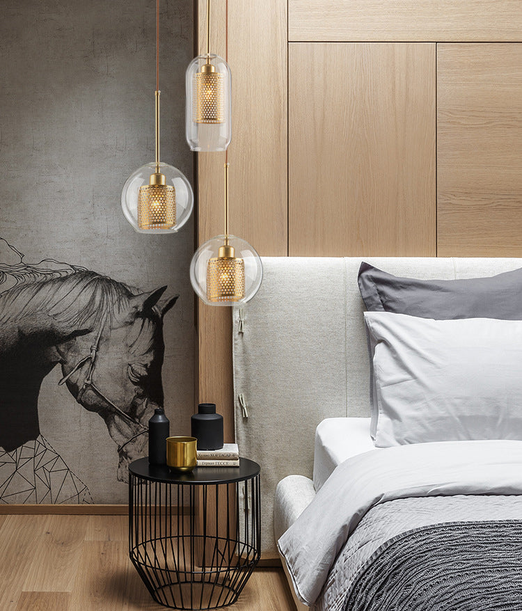 Illuminazione a sospensione in stile moderno semplice 1 testa trasparente vetro appeso a soffitto per bar