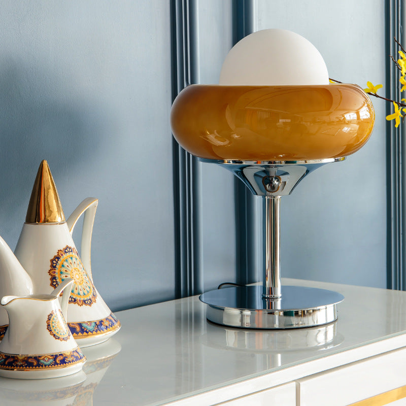 Lampe de table tarte à œufs d'oeuf ultra-moderne lampe de chevet en verre soufflé à la main pour chambre à coucher