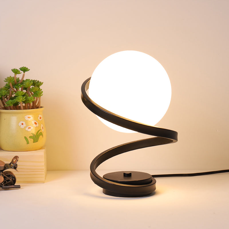 Ultra-modern Simplicity Globe Table Lamp White Glass Nightstand Lamp for Bedroom