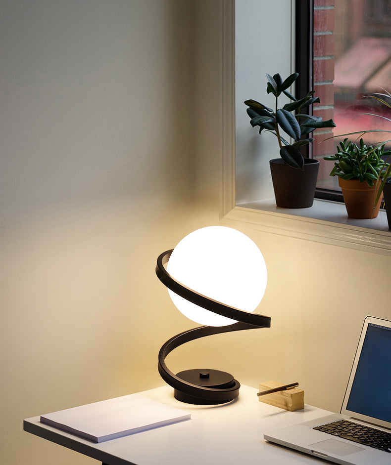 Ultra-modern Simplicity Globe Table Lamp White Glass Nightstand Lamp for Bedroom