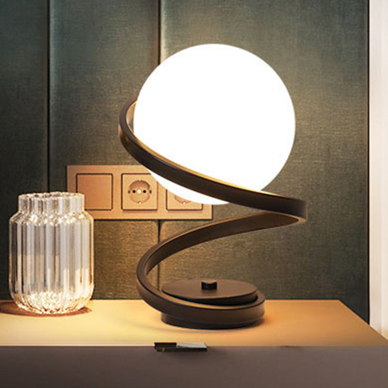 Ultra-modern Simplicity Globe Table Lamp White Glass Nightstand Lamp for Bedroom