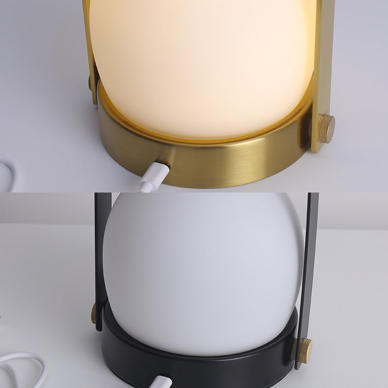 Ultra-modern Simplicity Globe Table Lamp White Glass Nightstand Lamp for Bedroom