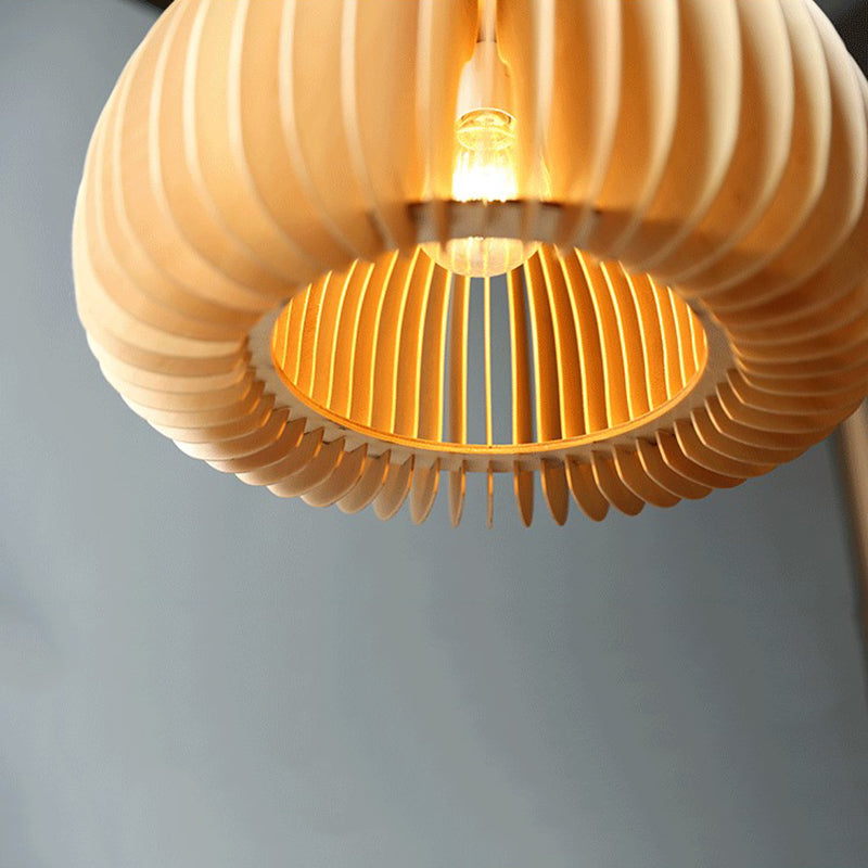 Pumpkin suspendue plafonnier simple bois beige pendant suspendu pour salle à manger