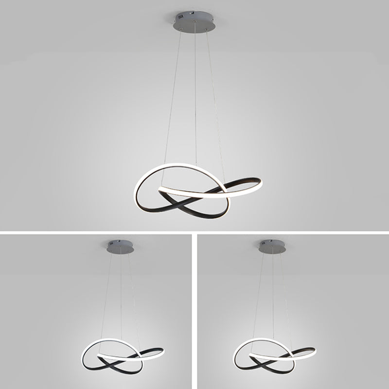 2 Color Optional Twisting Metal Pendant Lamp Simplicity LED Chandelier Light for Office