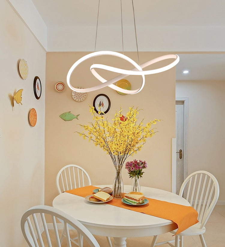 2 Color Optional Twisting Metal Pendant Lamp Simplicity LED Chandelier Light for Office