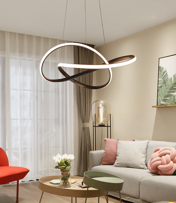 2 Color Optional Twisting Metal Pendant Lamp Simplicity LED Chandelier Light for Office