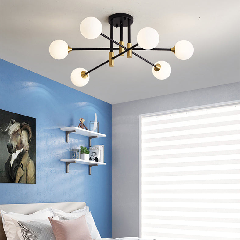 Luz de techo de montaje de lavado de metal moderno con sombra de vidrio para dormitorio de sala de estar