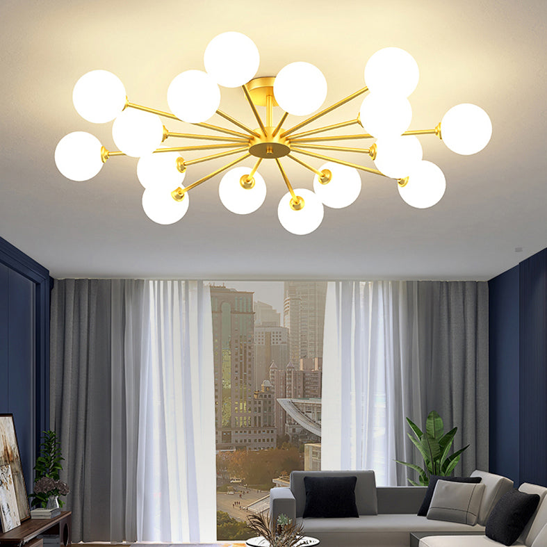 Plafonnier moderne au plafond à chasse d'eau avec une teinte en verre pour la chambre à coucher du salon