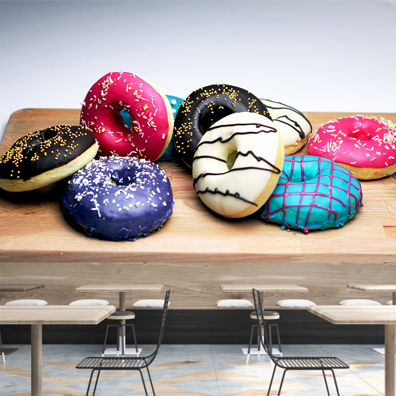 Tasty Donut Wall Mural Decal Modern Decorative for Dessert Shop,Personalized Size