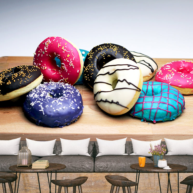 Tasty Donut Wall Mural Decal Modern Decorative for Dessert Shop,Personalized Size