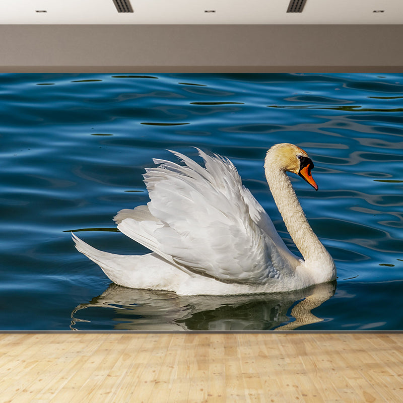 Modern Noble Swan Mural Soft Color Mildew Resistant Wall Art for Home Decor