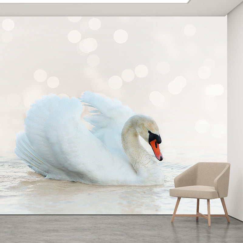 Modern Noble Swan Mural Soft Color Mildew Resistant Wall Art for Home Decor