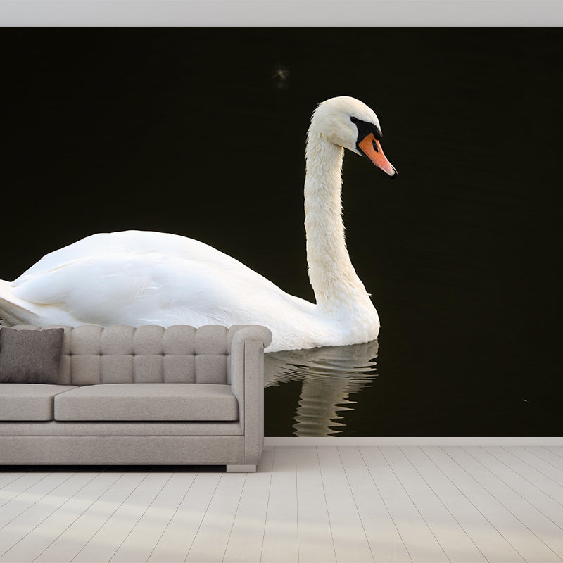 Modern Noble Swan Mural Soft Color Mildew Resistant Wall Art for Home Decor