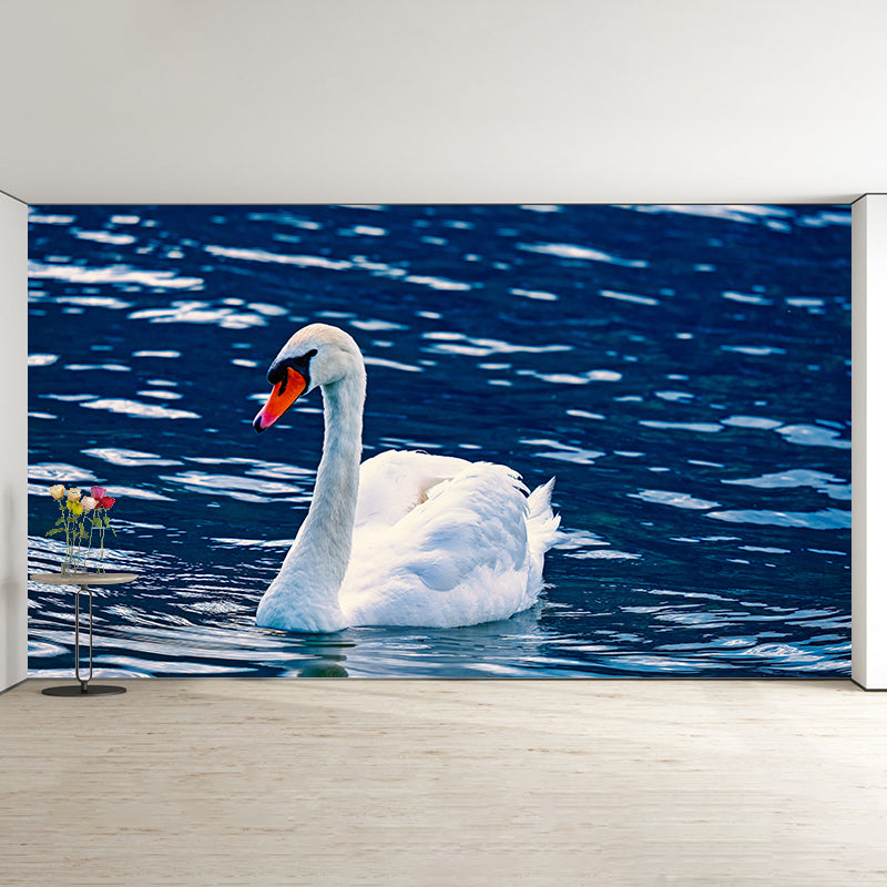 Modern Noble Swan Mural Soft Color Mildew Resistant Wall Art for Home Decor