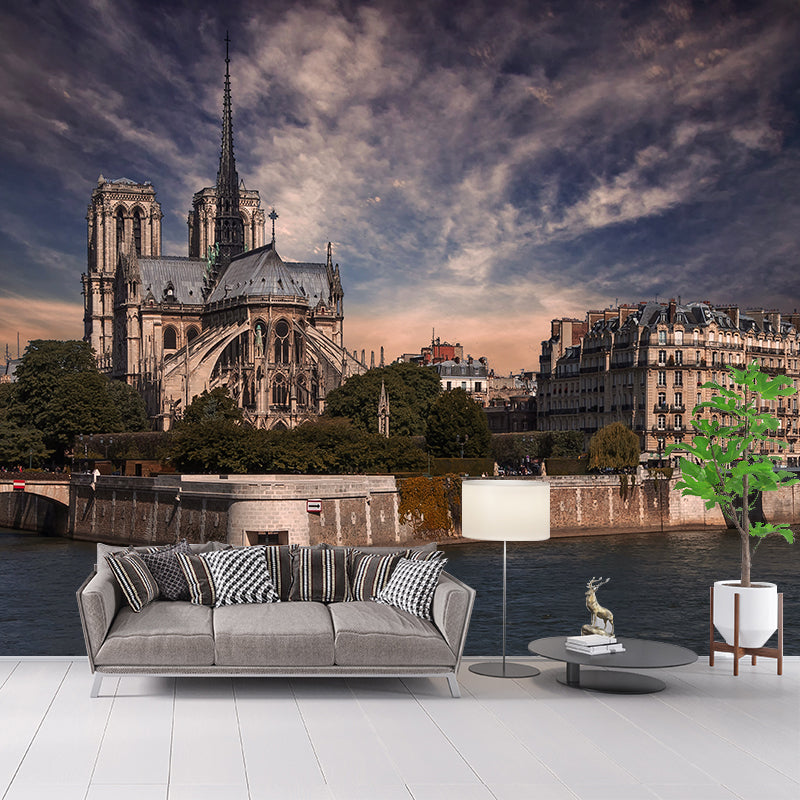 Architecture of Paris Houses Mural Decal Contemporary Water Resistant Wall Covering