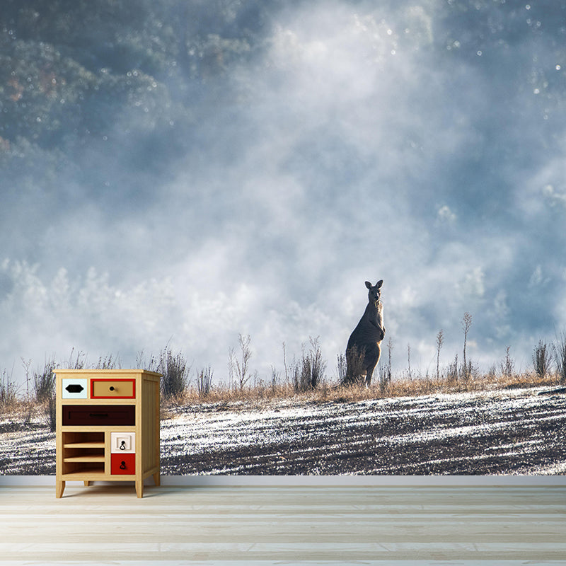 Strong Kangaroo Mural Photography Mildew Resistant Boys Room Mural Wall Art