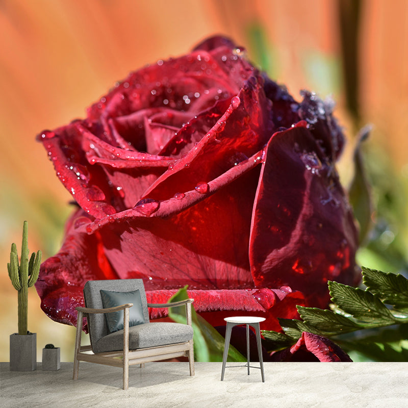 Contemporary Rose Flower Wall Mural Stain Resistant Wall Art for Living Room