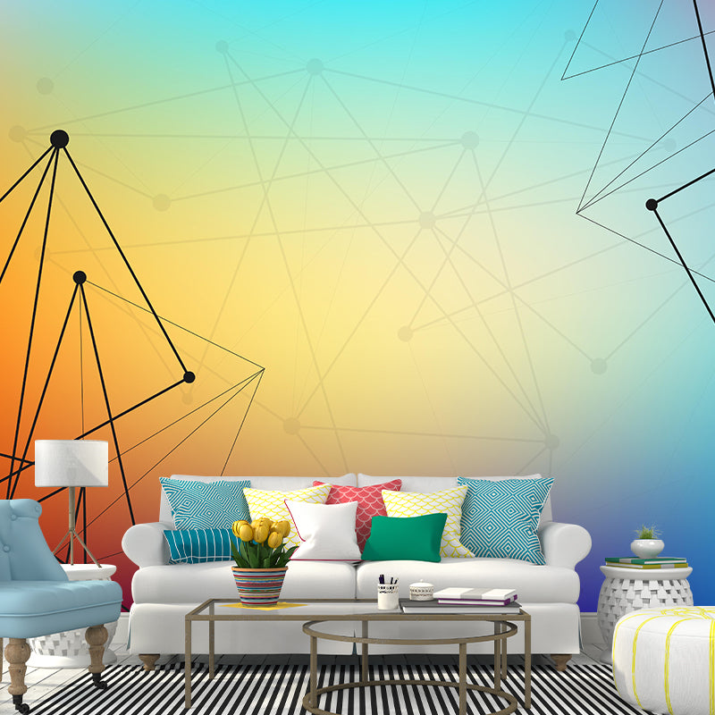 Moisture Resistant Geometry Wall Mural Modernism with Point and Line Pattern Wall Decor