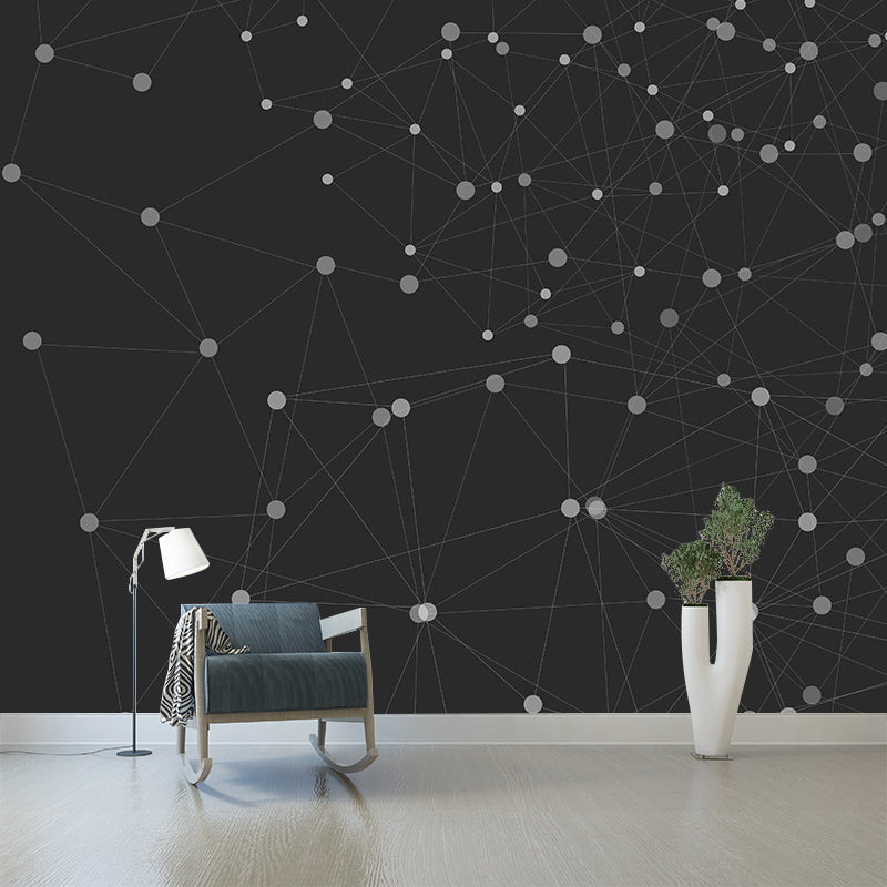 Moisture Resistant Geometry Wall Mural Modernism with Point and Line Pattern Wall Decor