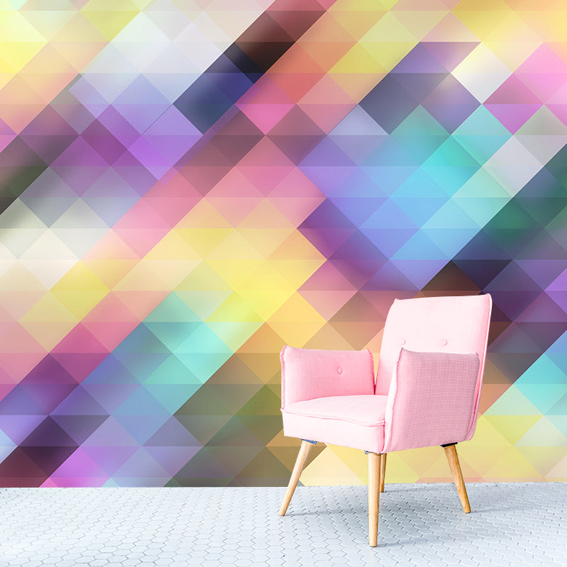 Moisture Resistant Geometry Wall Mural Modernism with Rhombus Pattern Wall Decor
