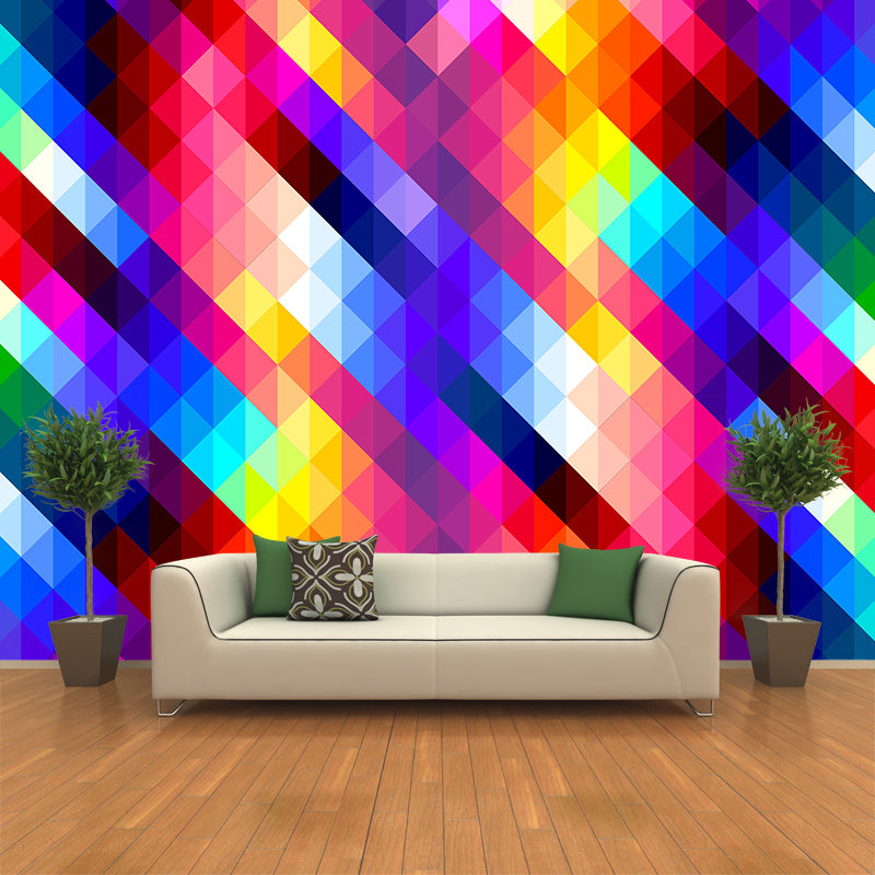Moisture Resistant Geometry Wall Mural Modernism with Rhombus Pattern Wall Decor