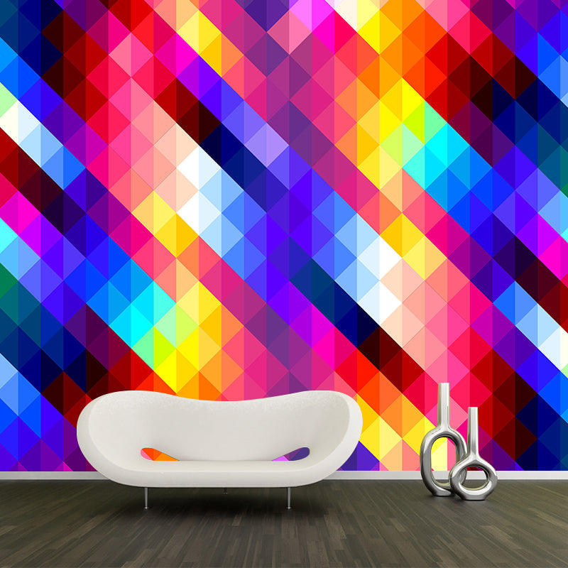 Moisture Resistant Geometry Wall Mural Modernism with Rhombus Pattern Wall Decor