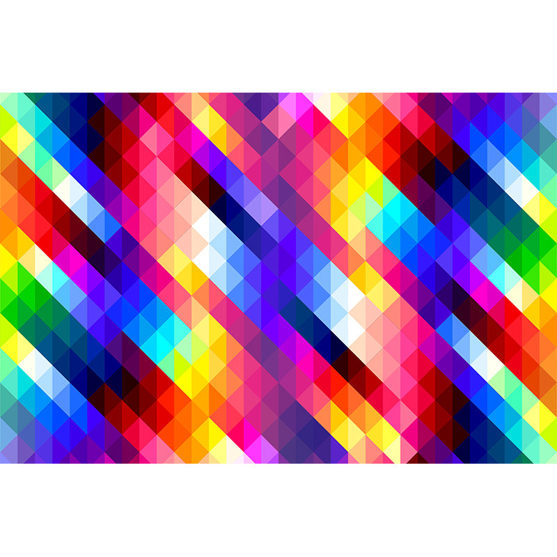 Moisture Resistant Geometry Wall Mural Modernism with Rhombus Pattern Wall Decor