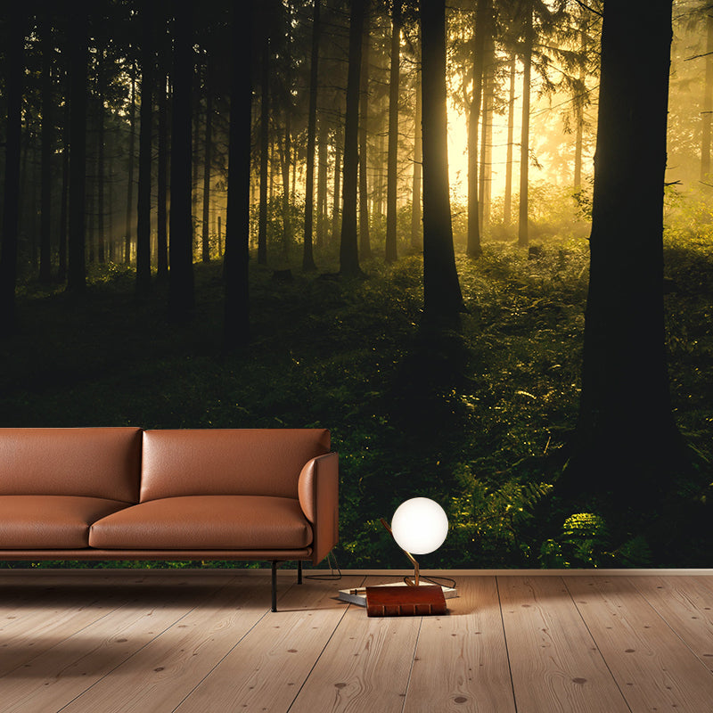 Mysterious Forest Landscape Mural Moisture Resistant Modern Style Bedroom Wall Art