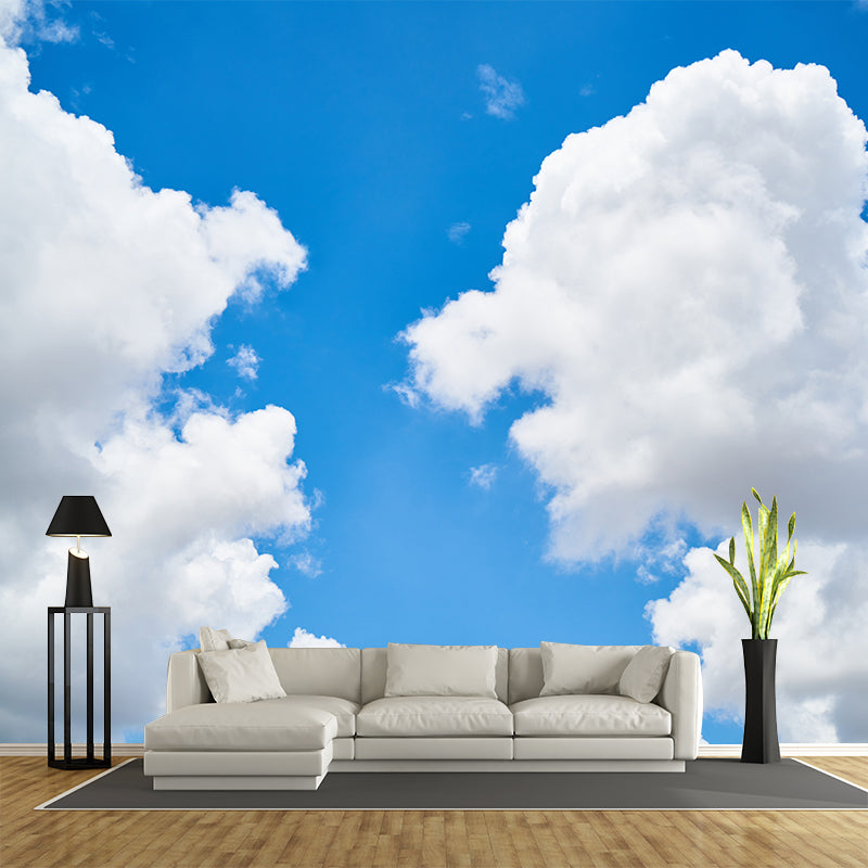 Blue Sky and White Cloud Scenery Wall Covering for Gust Room Bedroom, Waterproofing