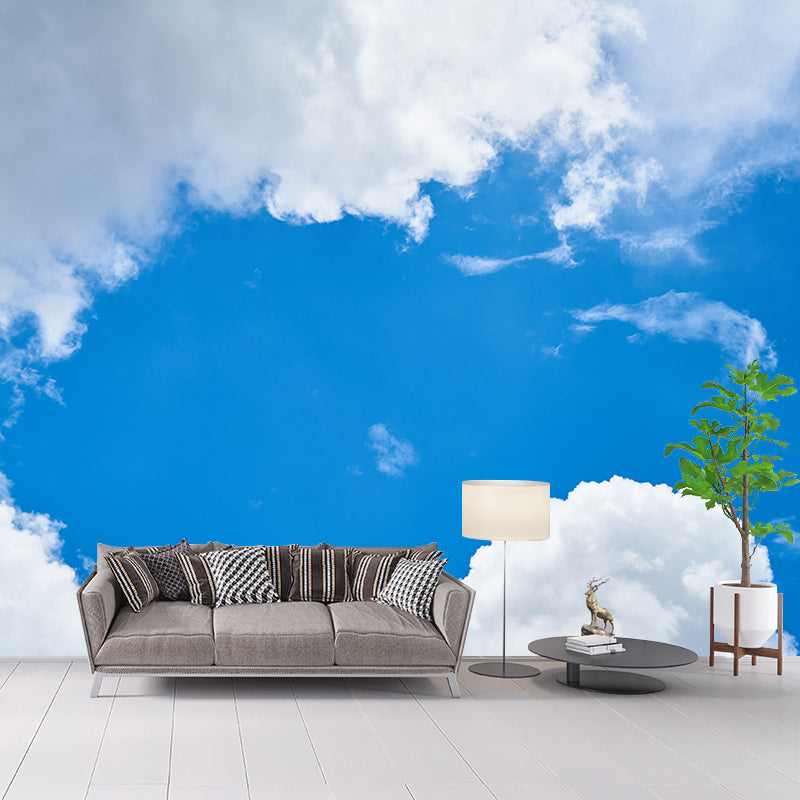 Blue Sky and White Cloud Scenery Wall Covering for Gust Room Bedroom, Waterproofing