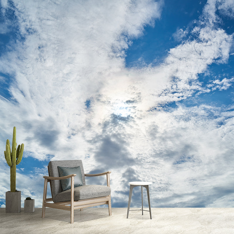 Blue Sky and White Cloud Scenery Wall Covering for Gust Room Bedroom, Waterproofing