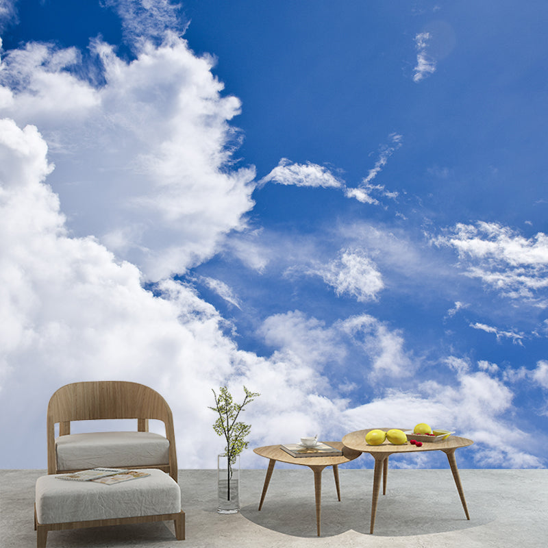 Blue Sky and White Cloud Scenery Wall Covering for Gust Room Bedroom, Waterproofing